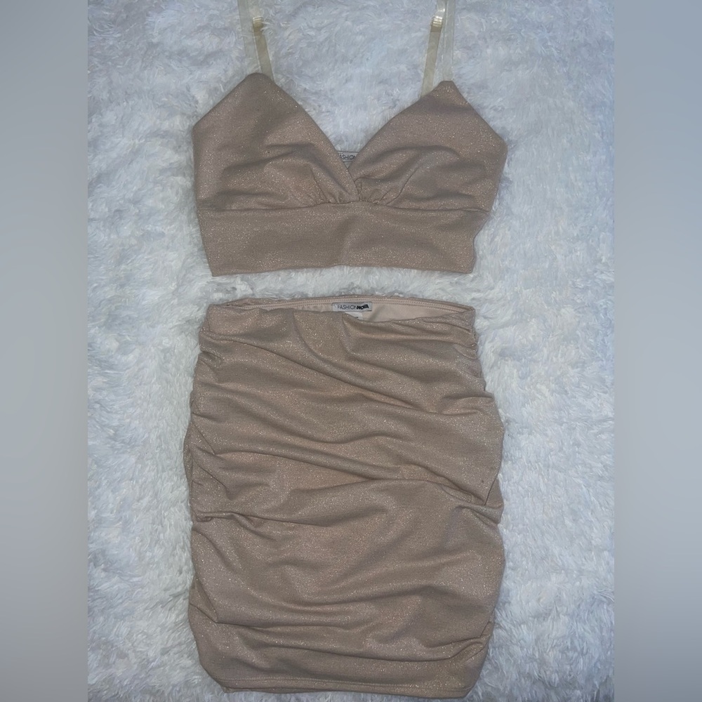 Fashion Nova "Nightly Blights" Skirt Set - Blush | Small